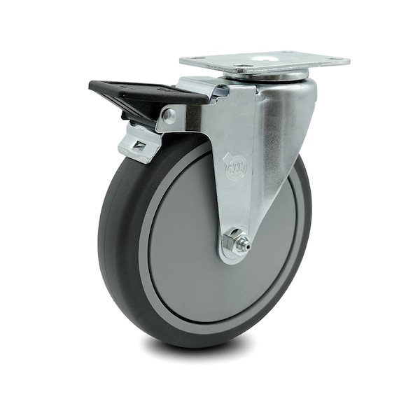 6 Inch Thermoplastic Rubber Wheel Swivel Top Plate Caster with Brake SCC